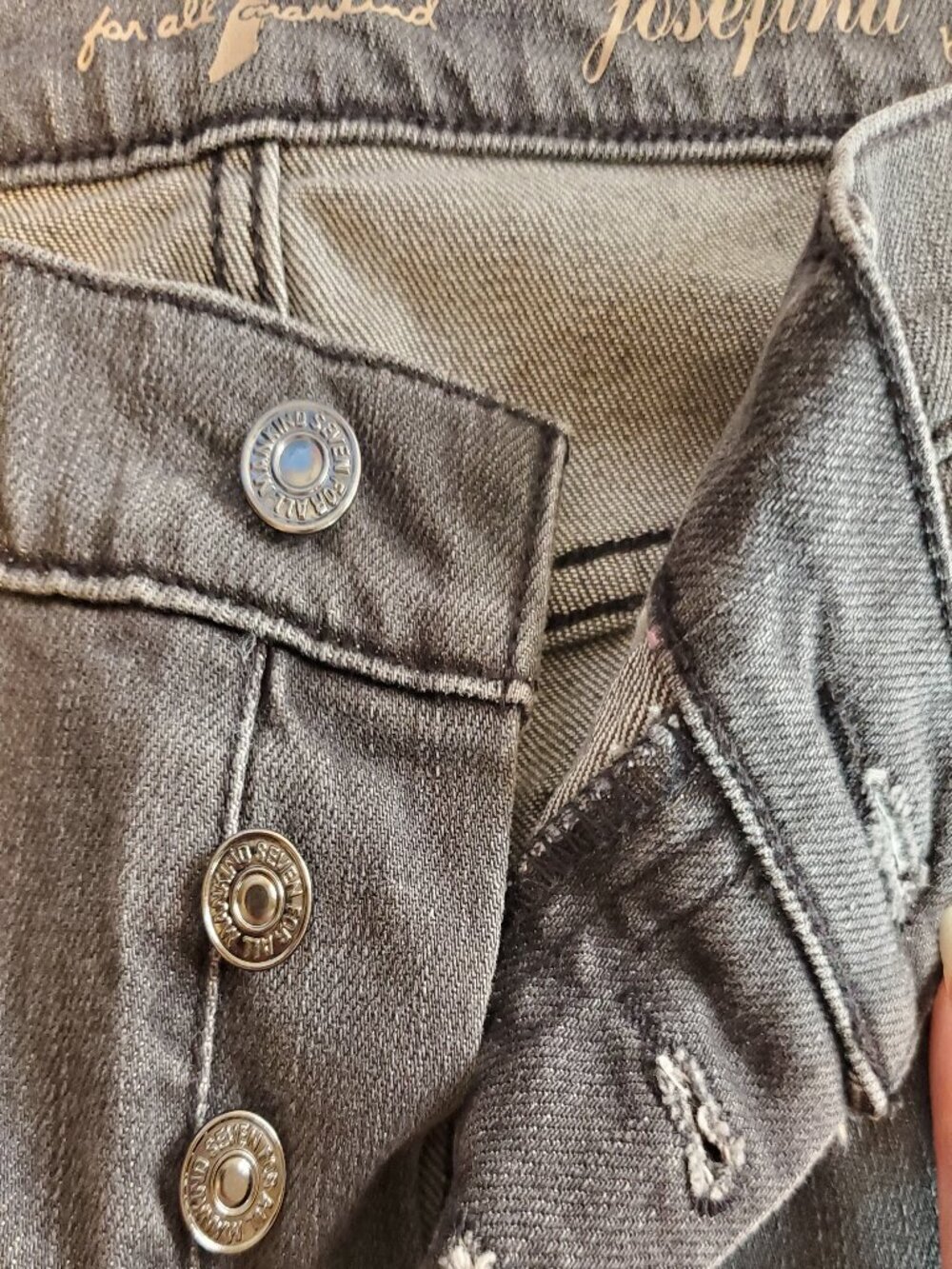 7 For All Mankind Jeans Josefina Skinny Boyfriend Buttonfly Jeans |Gray Wash - Picture 11 of 14